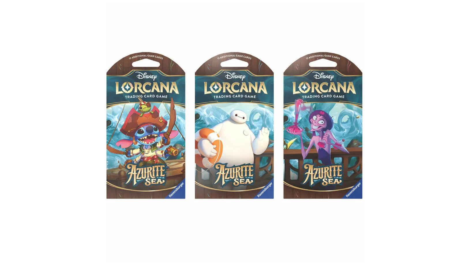 Disney Lorcana Azurite Sea Sleeved Booster Pack Art Bundle Set of 3