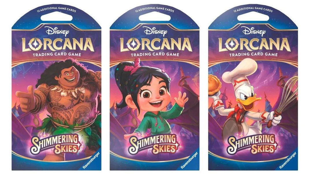 Disney Lorcana Shimmering Skies Sleeved Booster Pack Art Bundle Set of 3