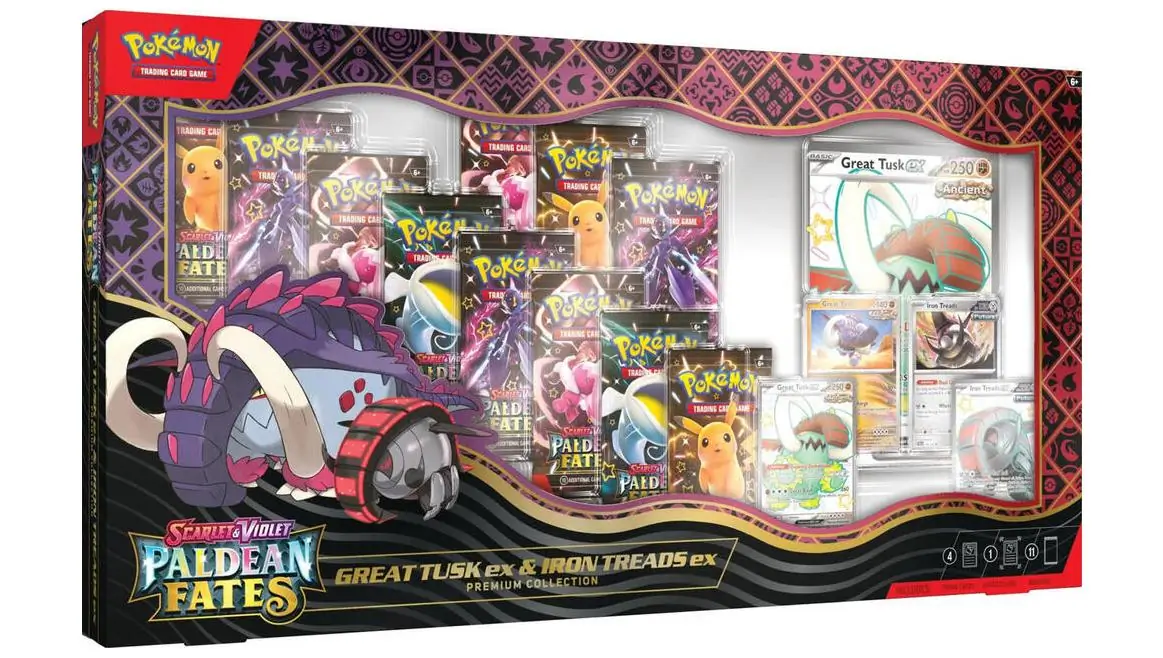 Paldean Fates Great Tusk ex and Iron Treads ex Premium Collection